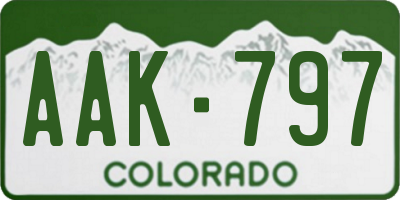 CO license plate AAK797