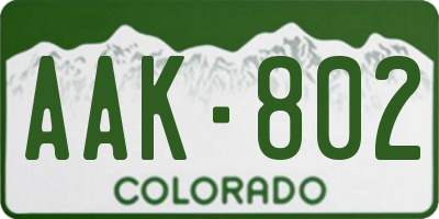 CO license plate AAK802
