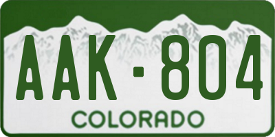 CO license plate AAK804