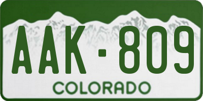 CO license plate AAK809