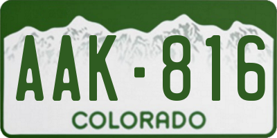 CO license plate AAK816