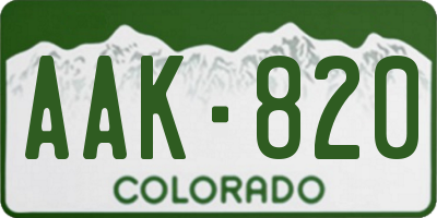 CO license plate AAK820