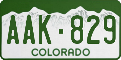 CO license plate AAK829