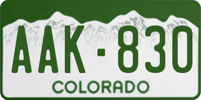 CO license plate AAK830