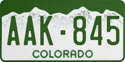 CO license plate AAK845