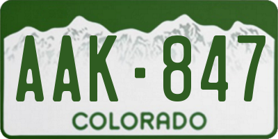 CO license plate AAK847