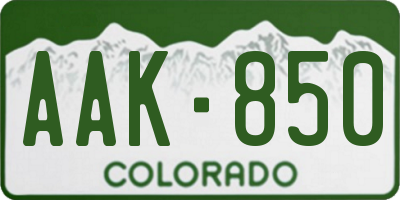 CO license plate AAK850