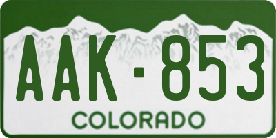 CO license plate AAK853