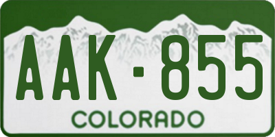 CO license plate AAK855