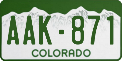 CO license plate AAK871