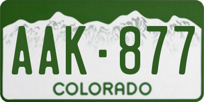 CO license plate AAK877