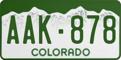 CO license plate AAK878
