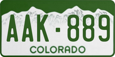CO license plate AAK889
