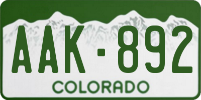 CO license plate AAK892