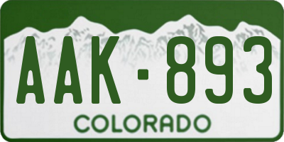 CO license plate AAK893