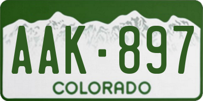 CO license plate AAK897
