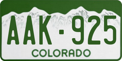 CO license plate AAK925