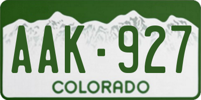 CO license plate AAK927