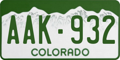 CO license plate AAK932
