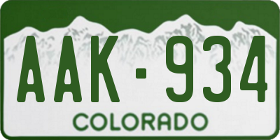 CO license plate AAK934