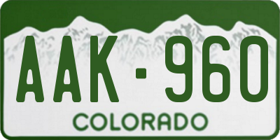 CO license plate AAK960