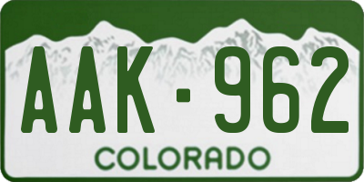 CO license plate AAK962