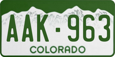 CO license plate AAK963