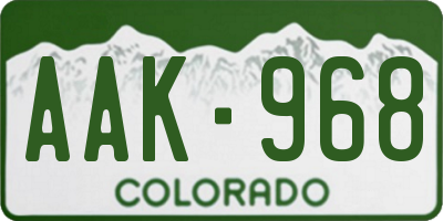 CO license plate AAK968