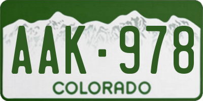 CO license plate AAK978