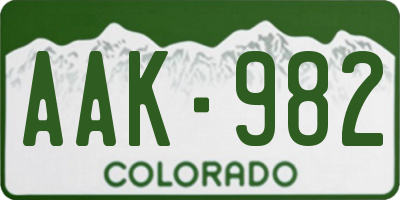 CO license plate AAK982