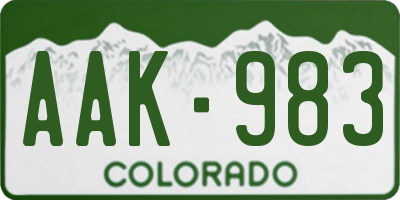 CO license plate AAK983