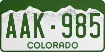 CO license plate AAK985