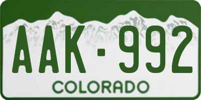 CO license plate AAK992