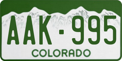 CO license plate AAK995
