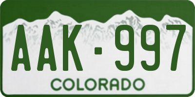 CO license plate AAK997