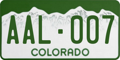 CO license plate AAL007