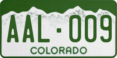 CO license plate AAL009