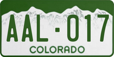 CO license plate AAL017