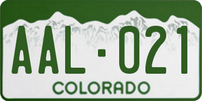 CO license plate AAL021