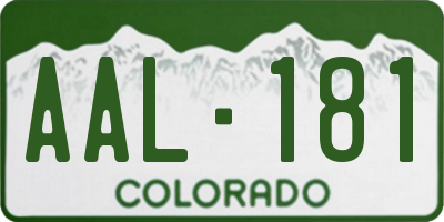 CO license plate AAL181
