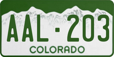 CO license plate AAL203