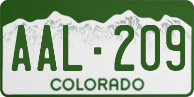 CO license plate AAL209