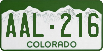 CO license plate AAL216