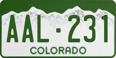 CO license plate AAL231