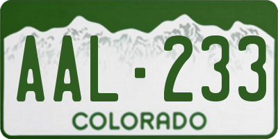 CO license plate AAL233