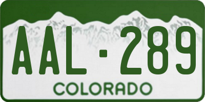 CO license plate AAL289