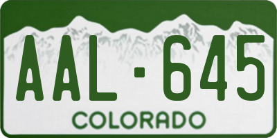 CO license plate AAL645