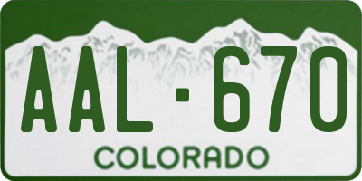 CO license plate AAL670