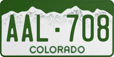 CO license plate AAL708