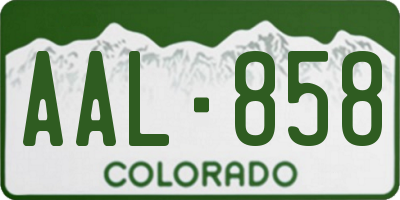 CO license plate AAL858